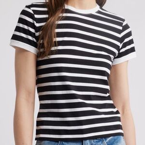NEW FRAME Stripe Pima Cotton Tee in Black Multi